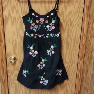 Earthbound hippy sundress black embroidered L